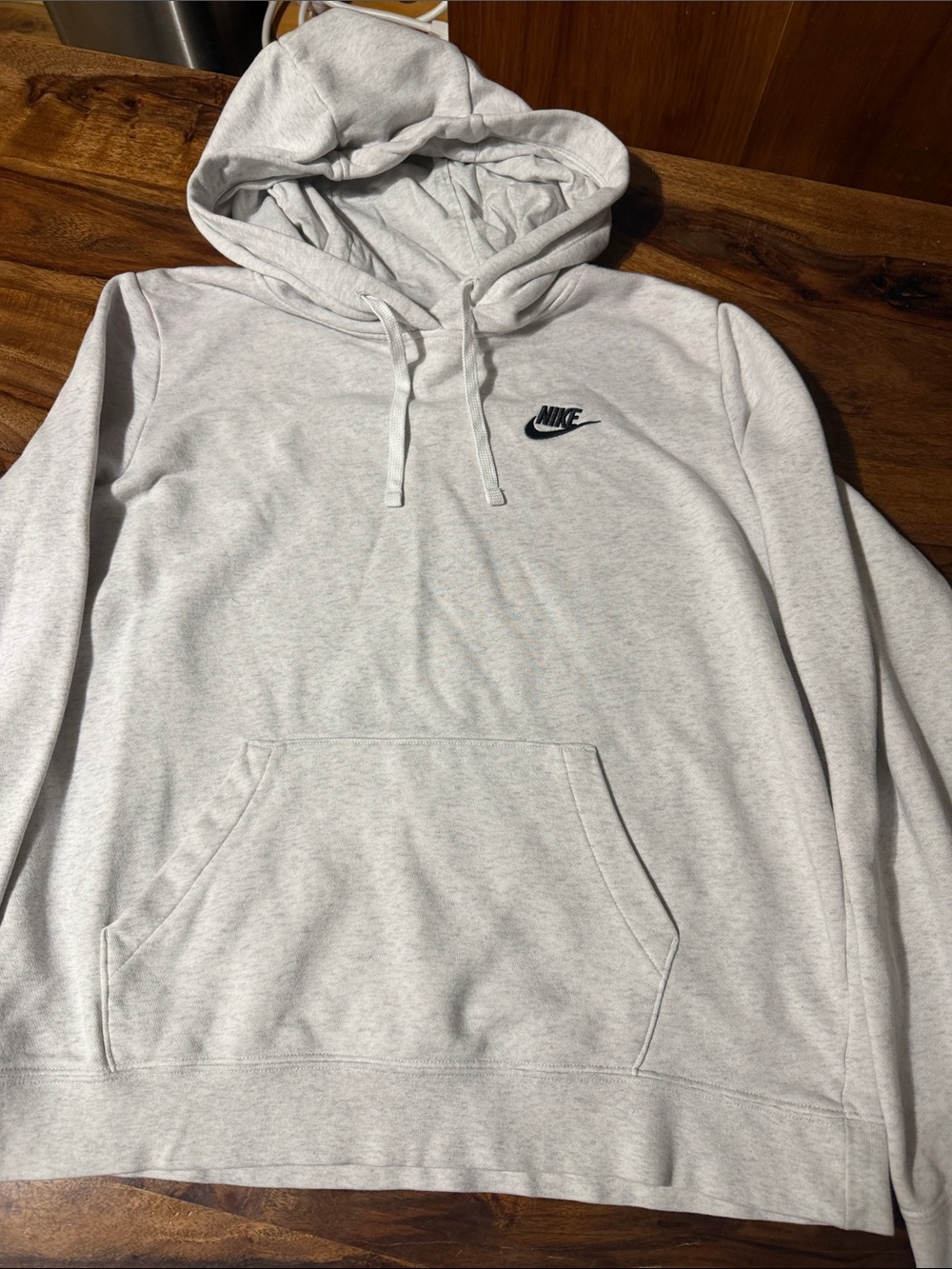 Nike Heather Light Gray Hoodie with Black Swoosh